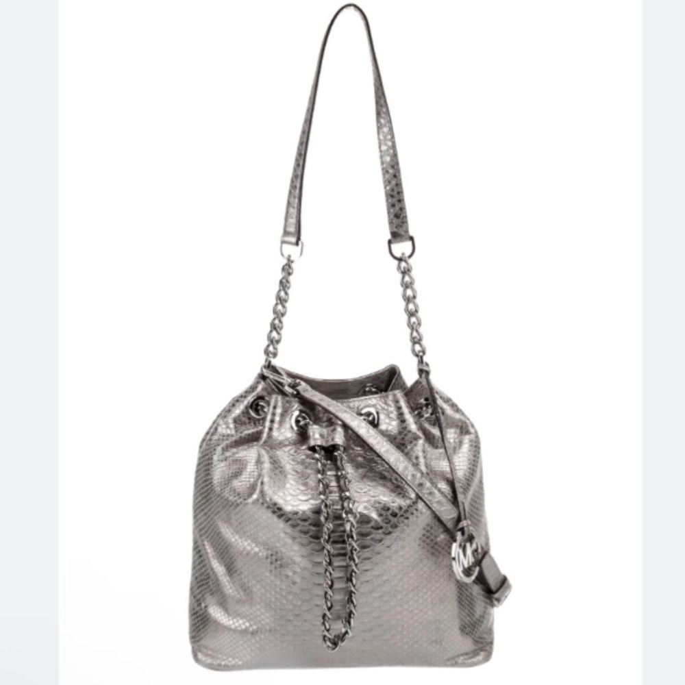 Michael Kors Metallic Silver Python leather Shoul… - image 6